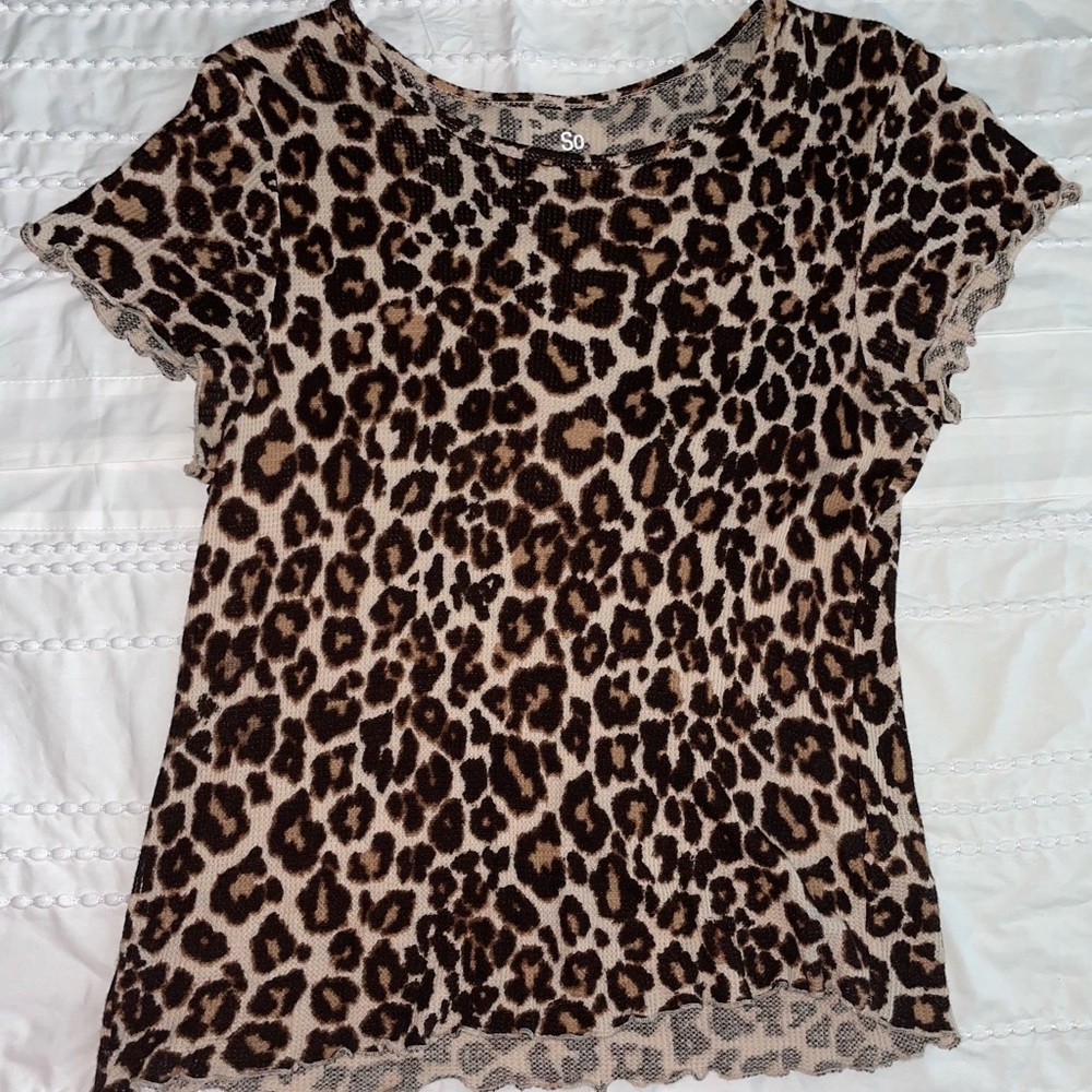 Leopard Print Ribbed Top